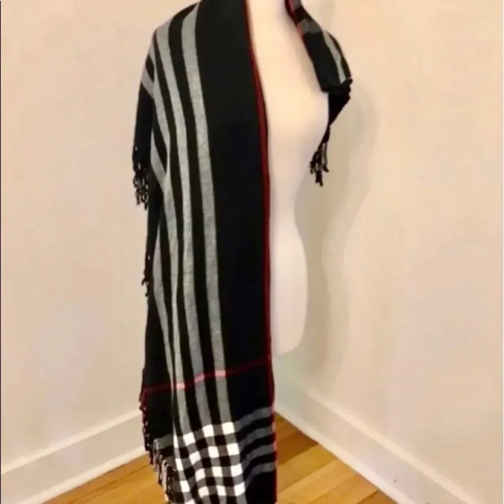 Large Plaid Wool Scarf‎ Shawl